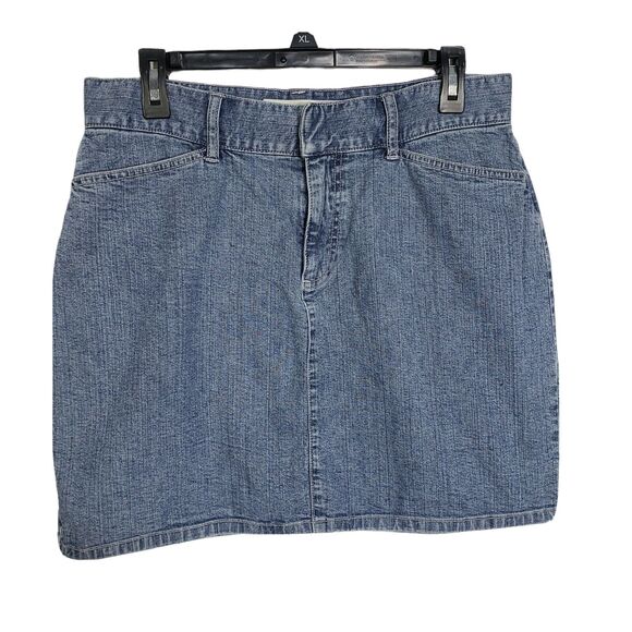 Vtg Gap Womens Skirt Size 8 Hip Hugger Stretch Blue Denim Short Mini Pockets - Picture 1 of 5